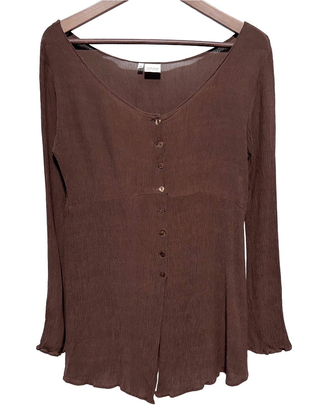 United Colors Of Benetton Brown Button-Front Long Sleeve Top